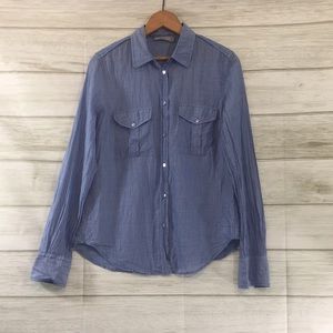 Vince Stripped Button Down Long Sleeve Shirt Blouse • Size 6